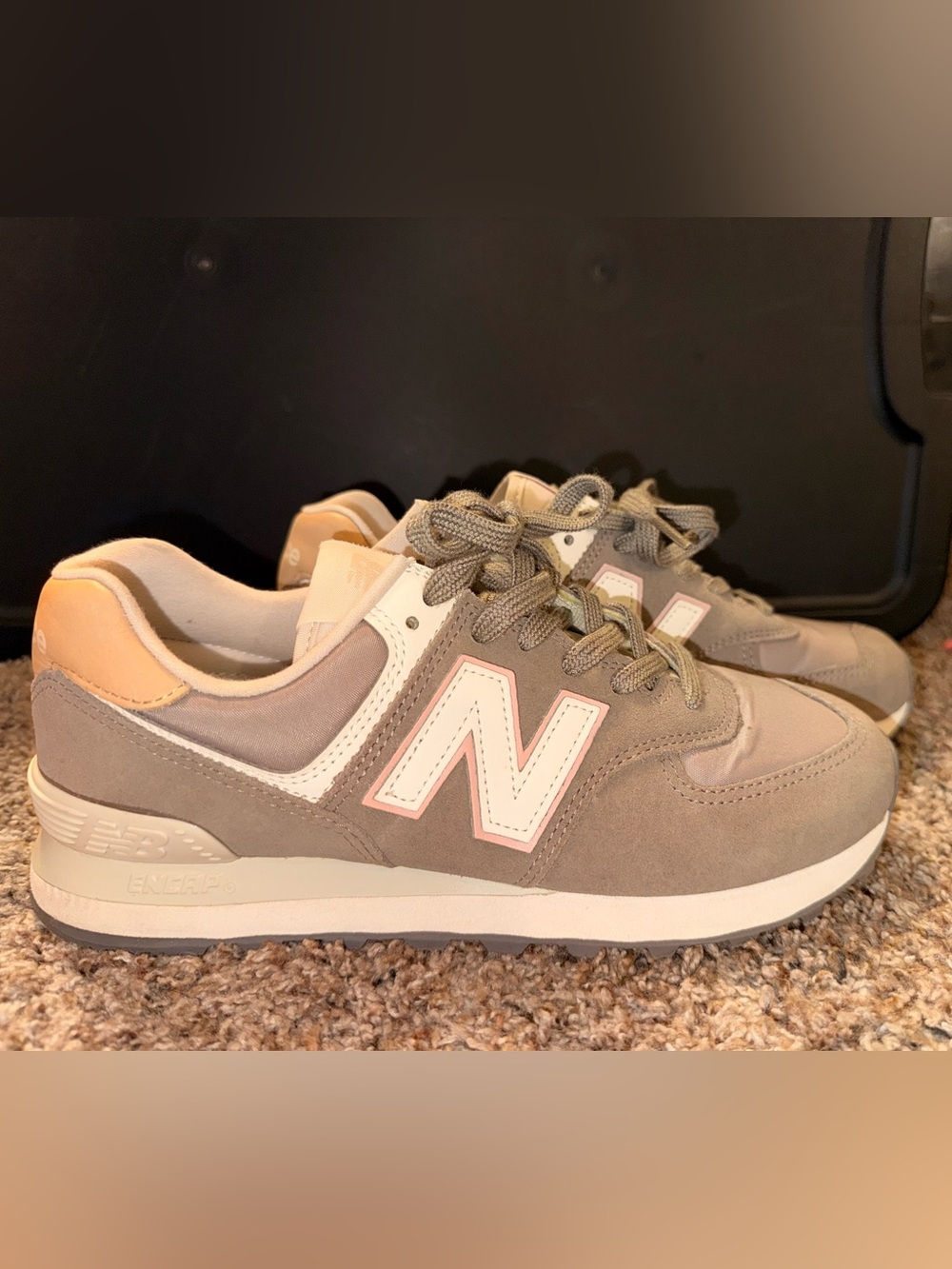 New Balance Women's Taupe Pink Accent Sneakers